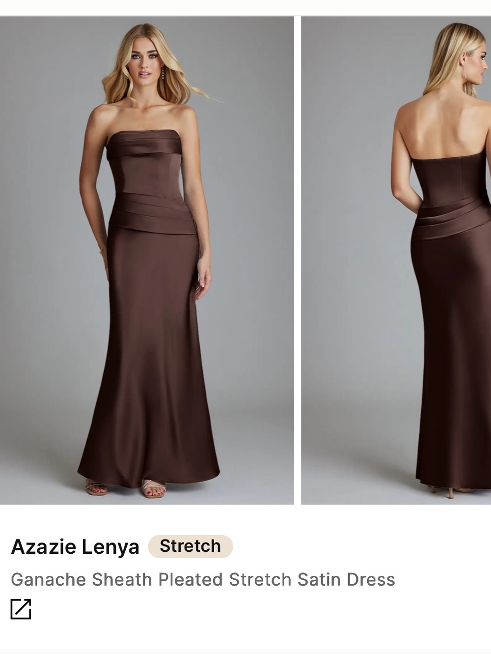 Azazie Ganache Strapless Satin Sheath Bridesmaid Dress